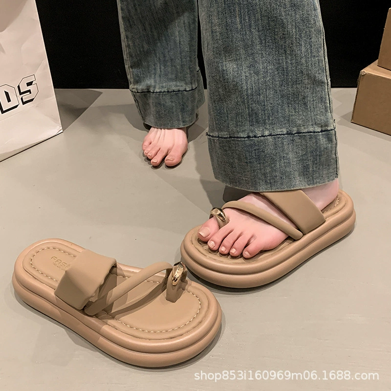Metal slippers, footwear, summer suitable with a skirt platform, beach slide, french style, Korean style
