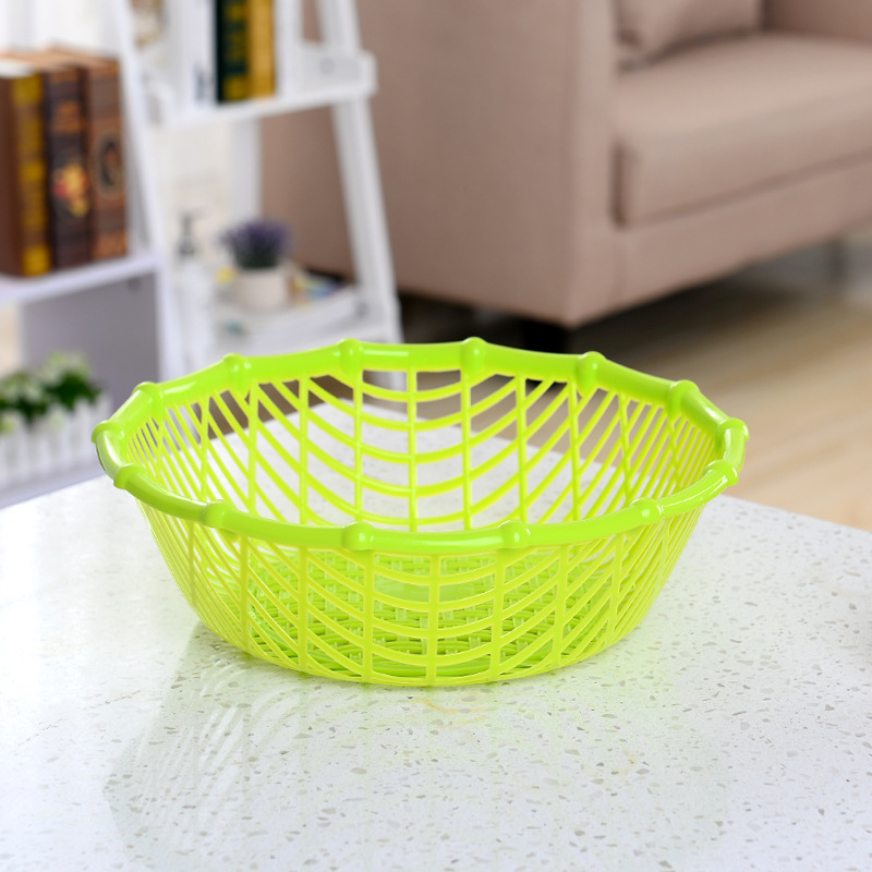 Directo de fábrica hueco engrosada cesta de drenaje cocina redonda cesta de lavado de vegetales cesta de frutas de plástico de almacenamiento de frutas azules y cesta de verduras