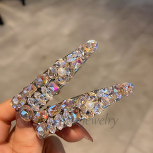 高级感重工粉色闪钻边夹女气质小众侧边碎发鸭嘴夹发卡2024新款