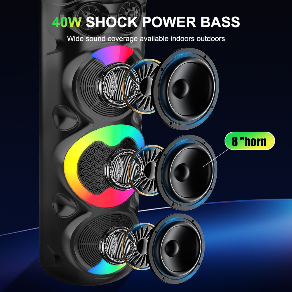 Sing-eZQS8309RGB luces coloridas inalámbricas altavoces Bluetooth de larga duración fuente precio de fábrica