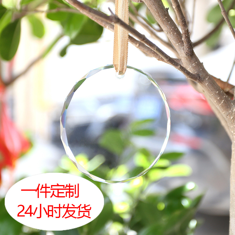 跨境透明玻璃水晶节日创意装饰品圣诞创意图案挂饰情侣礼品打样