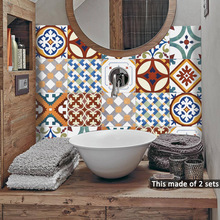 Funlife 土耳其陶瓷花紋瓷磚貼自粘創意廚房貼防油防水 TS057