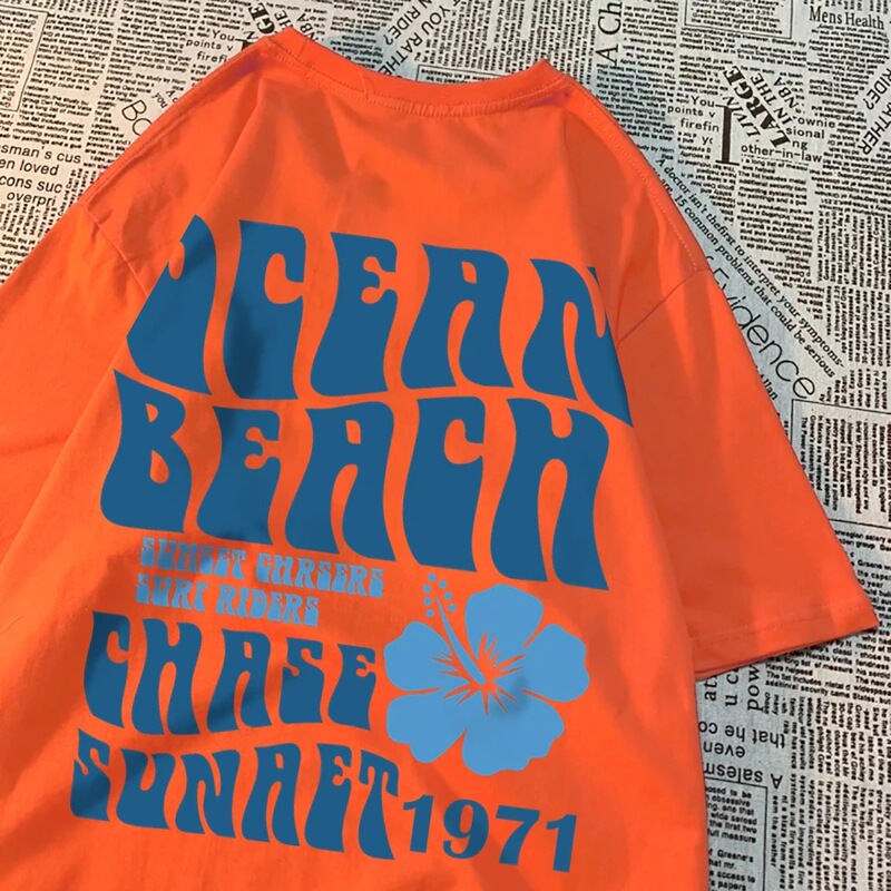 Ocean Beach Chasing Sunset 1971 Loose Men's and Women's T-Shirt Graphic T-Shirt Clothes Summer T-Shirt Harajuku Wide