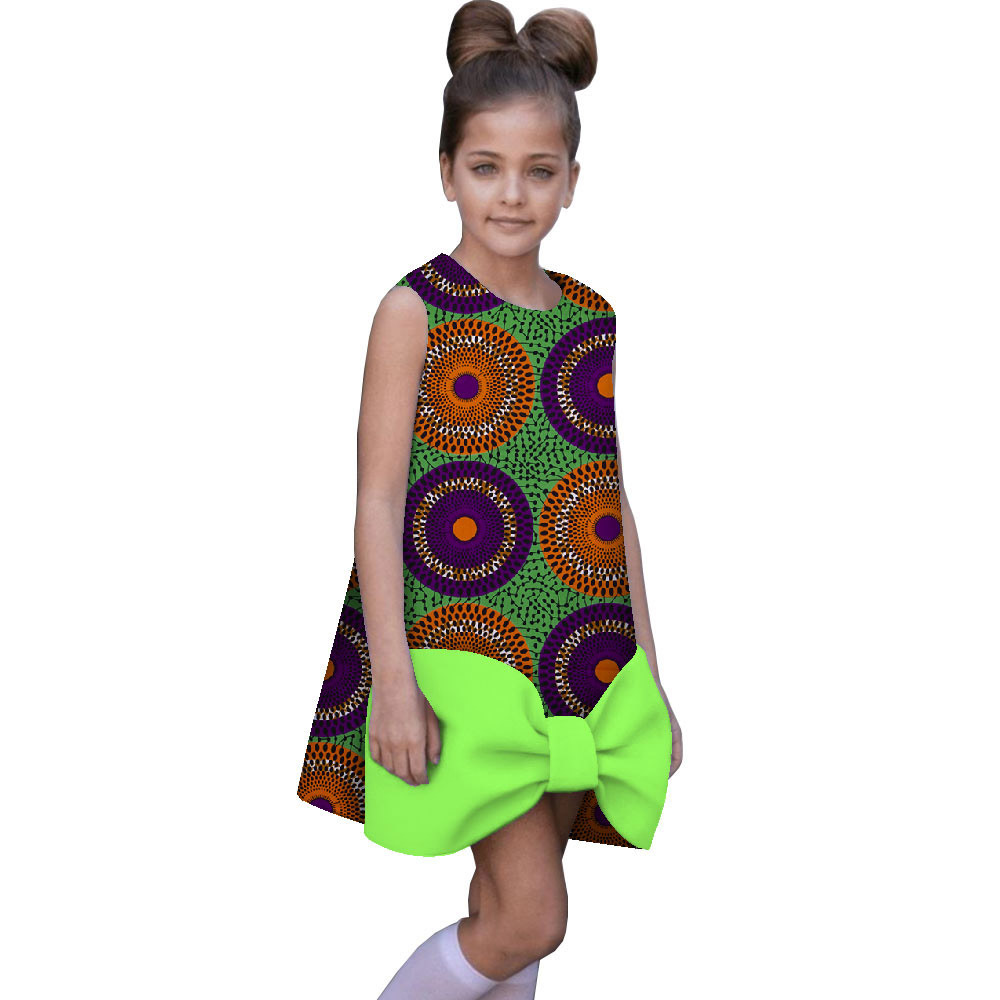 跨境货源非洲印花女童连衣裙无袖民族童装一件代发