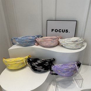 Fashionable Women's Bag 2024 Summer New Casual Versatile Crossbody Bag Striped Embroidery Thread Phone Bag Dumpling Bag Soft Bag