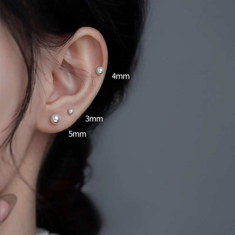 999純銀迷你施家珍珠耳釘2024新款小眾設計精緻耳環ins銀耳飾