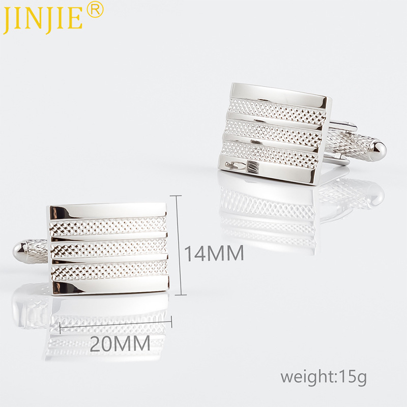 Embossed Silver Plated Cufflinks French Style For Men_voghion.com