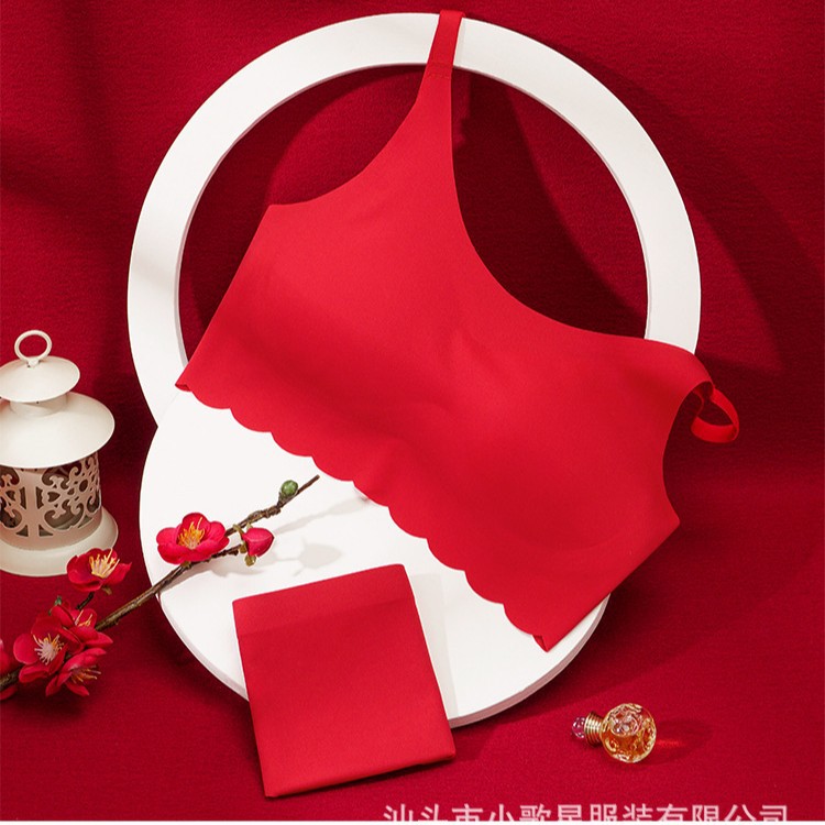 Ropa interior para niñas estudiantes, chalecos para niñas de secundaria, sujetadores de desarrollo para niñas mayores, sin aros, copa completa, color rojo brillante. image 1