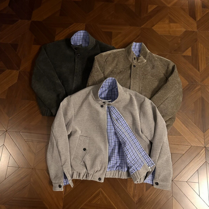 2026 new plaid suede Harrington jacket, cleanfit baseball jacket, casual textured silhouette outerwear 2026 new plaid suede Harrington jacket, cleanfit baseball jacket, casual textured silhouette outerwear