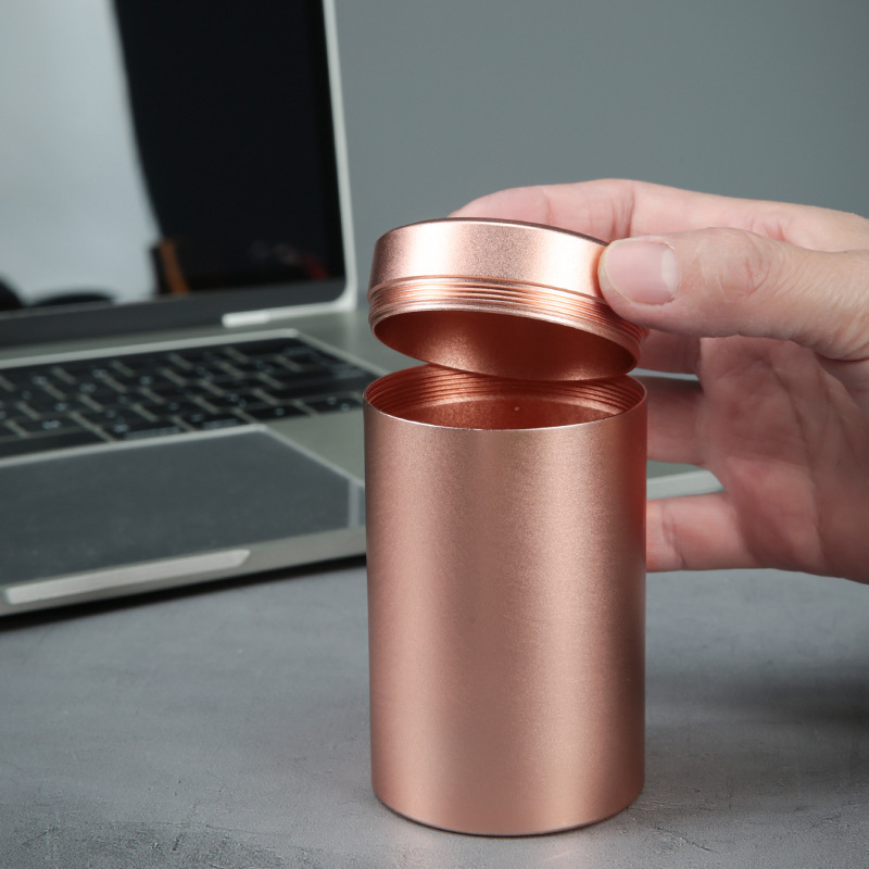 一泡装茶叶罐小号钛铝合金茶罐茶叶盒储存便携小茶罐铁罐密封空罐