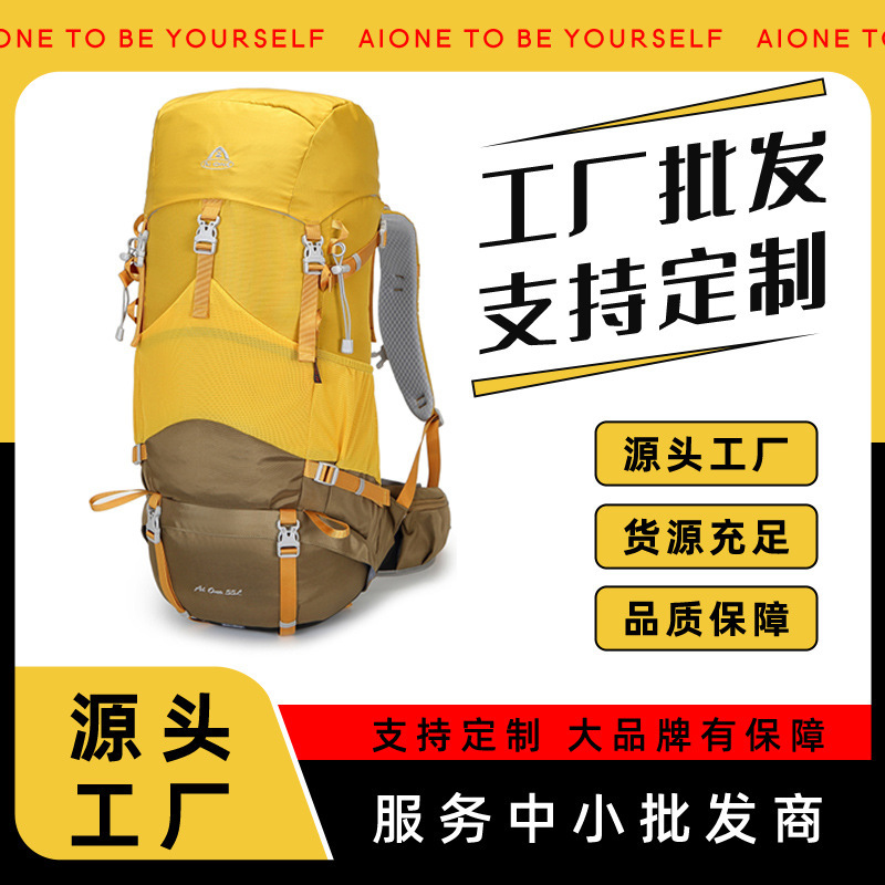 Ai Wang Outdoor Mountaineering Bag 55L Water-repellent Suspended Backpack Multifunctional Hiking Camping Men's and Women's Travel Backpack