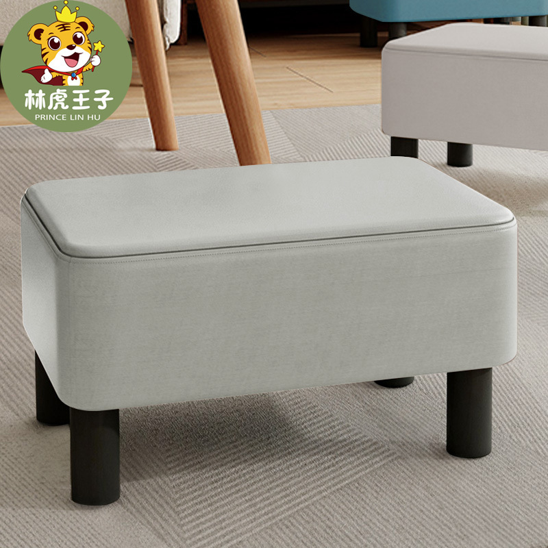 Cat's Leather Stool Household Simple Small Stool Long Sofa Stool Wooden Low Stool Lobby Shoe Changing Bench Casual Bench