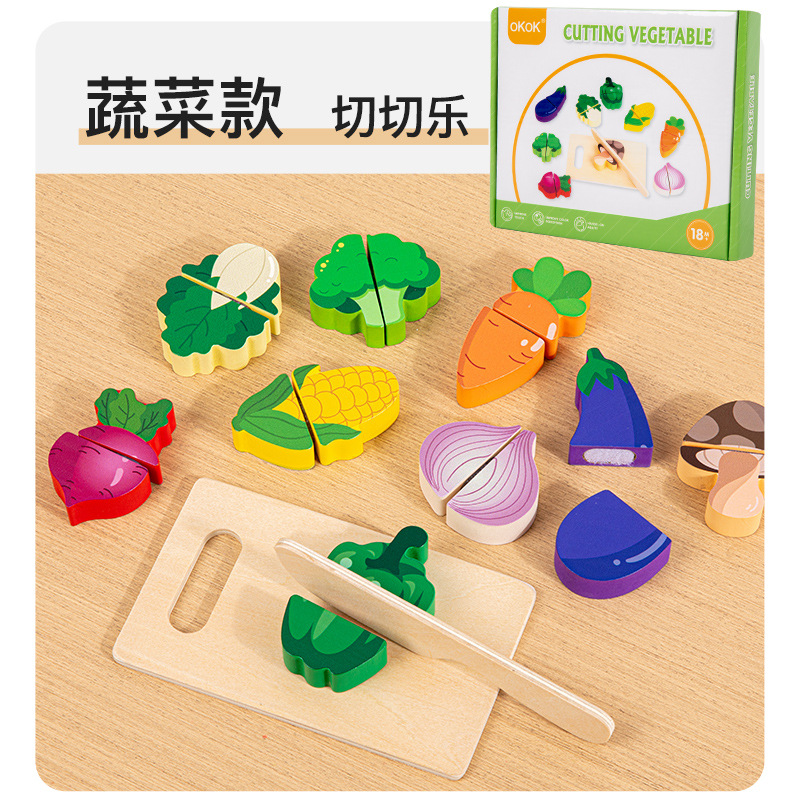 Chechele Fruit Juguetes para niños Cocina de madera Puzzle para bebés Educación temprana Juegos de casas Corte de verduras Simulación de madera