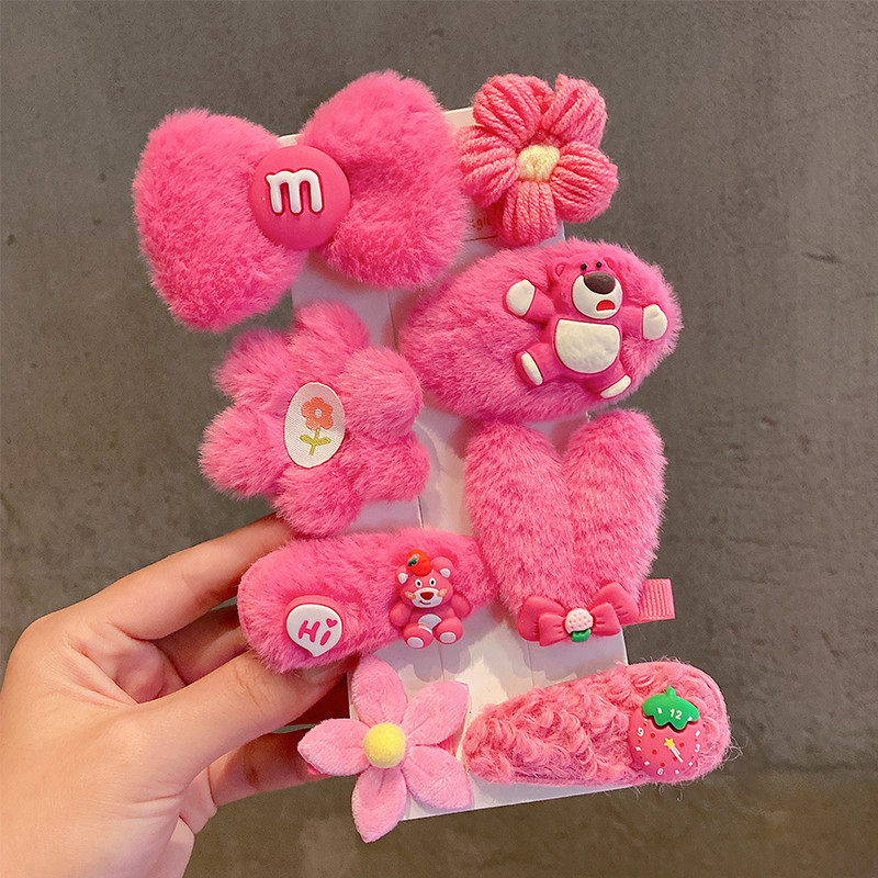 Niñas horquilla macaron felpa flequillo clip lateral tocado accesorios para el cabello de los niños niña bebé lindo horquilla