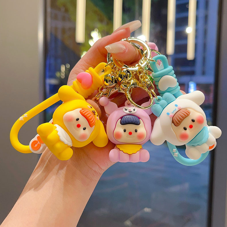 Hermoso Sanrio, llaveros de dibujos animados, pequeños colgantes, bolsas escolares, accesorios, regalos, amigas al por mayor.