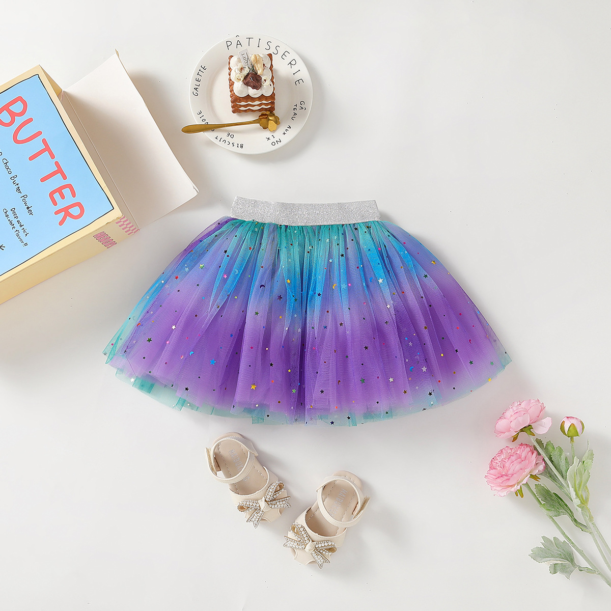 Falda de las niñas Falda corta para niños de primavera y otoño falda de gasa falda de malla para bebés falda de niña pequeña Falda plisada para niños grandes
