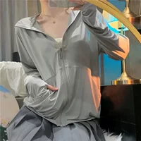 УФ-куртка для женщин, тонкая, универсальная, утягивающая, модная, однотонная, новый летний крутой кардиган.
