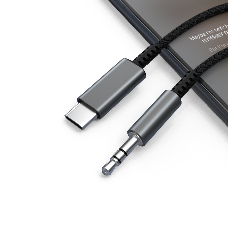 Qimai aux cable de audio conexión tipo-c a 3,5mm Altavoz del coche de transmisión auricular público a público cable del altavoz del coche
