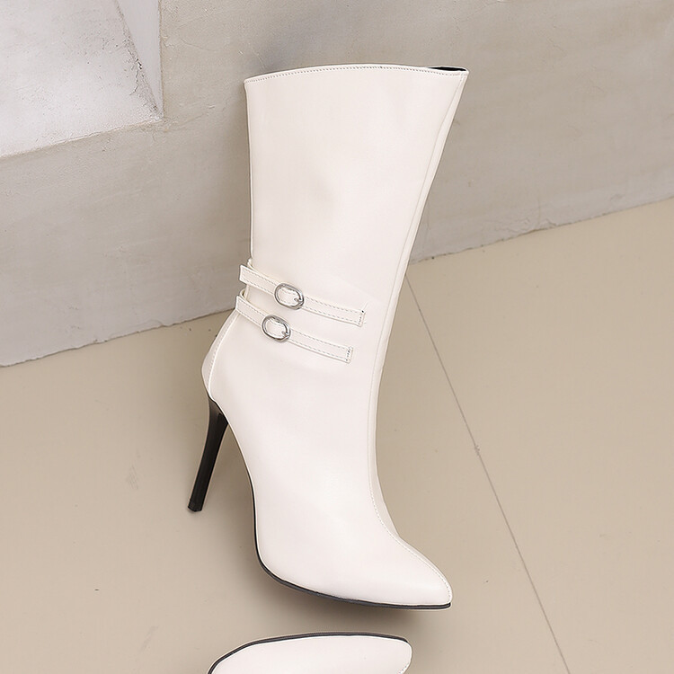 New high-heeled mid-calf boots with high pointed heels and side zippers for women plus size fashion boots_voghion.com
