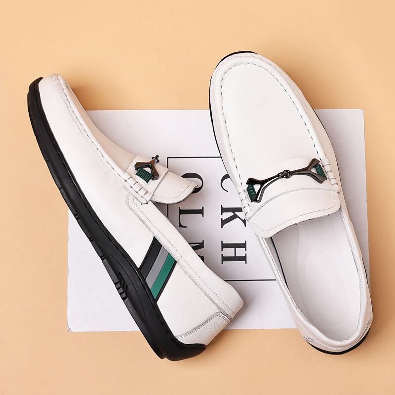 Nueva capa superior de piel de vaca zapatos de guisantes para hombres zapatos de cuero genuino moda casual zapatos de cuero europeo papá zapatos de hombre Zapatos individuales suaves