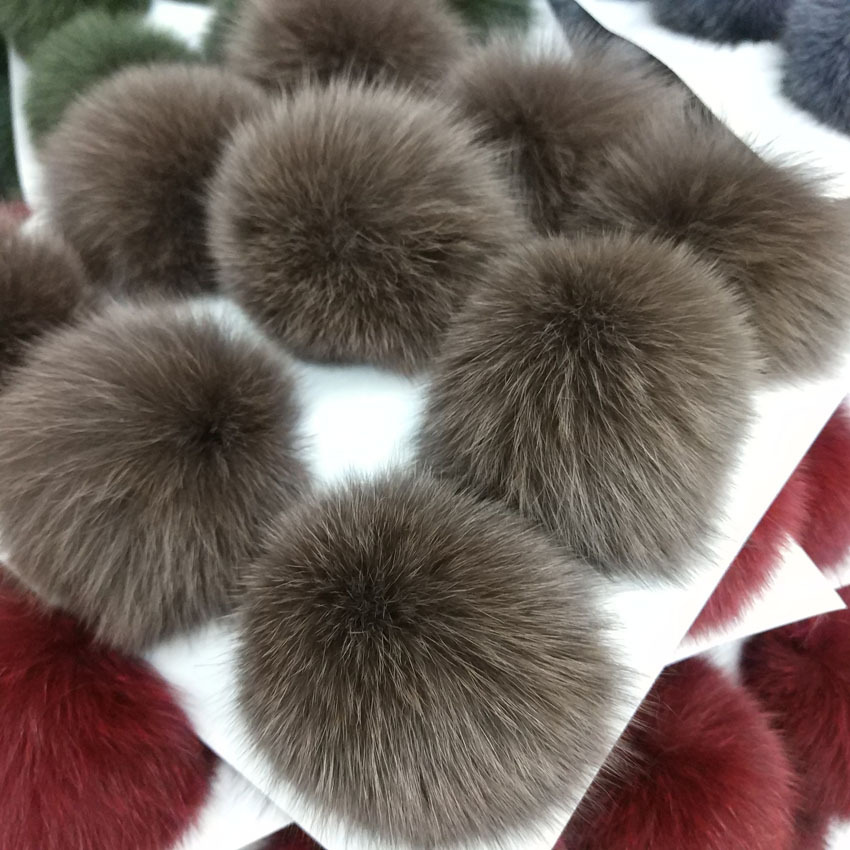 En stock 8-9cm de piel de zorro real Bola de piel accesorios de Ropa Accesorios de bricolaje bola de peluche colgante de la joyería