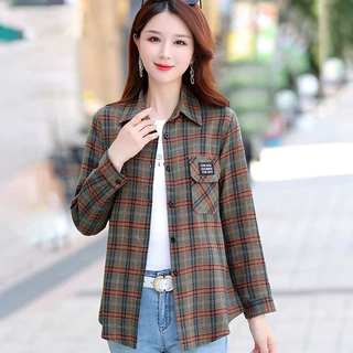 女装春季女2025新款高档衬衫妈妈装时尚格子衫洋气长袖中长款衬衣