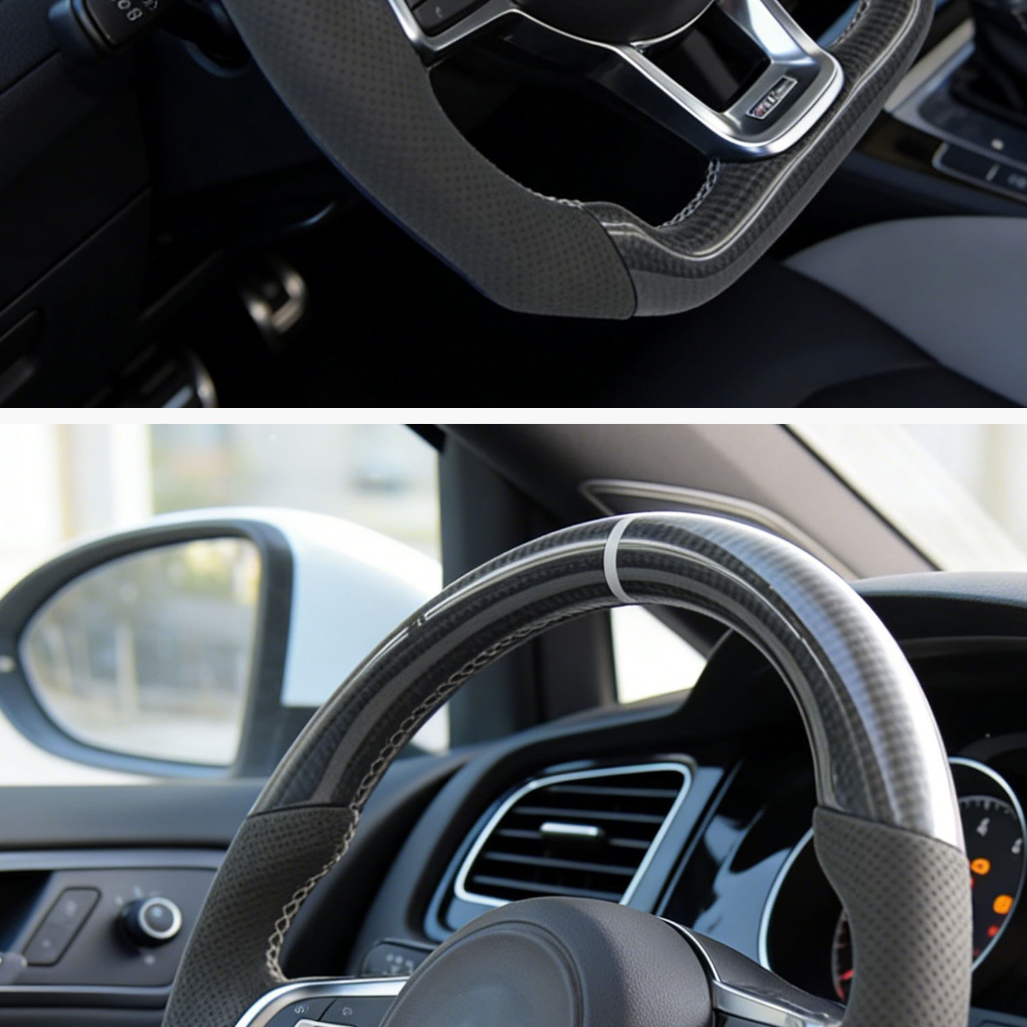 Suitable for Golf 7 GTI Golf7, carbon fiber RLINE sports steering wheel, white return-to-center mark with cover