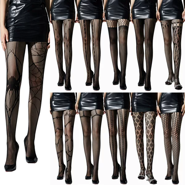 Halloween Spider Stockings Dark Gothic Punk Style Jacquard Spider Web Spider Female Fishnet Stockings a Big Spider