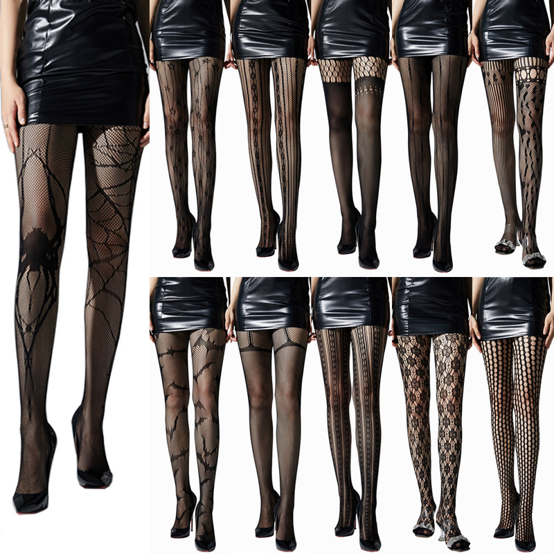 Halloween Spider Stockings Dark Gothic Punk Style Jacquard Spider Web Spider Female Fishnet Stockings a Big Spider Halloween Spider Stockings Dark Gothic Punk Style Jacquard Spider Web Spider Female Fishnet Stockings a Big Spider