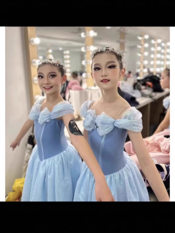 子供バレエスカート女の子エルサプリンセスブルーダンスパフォーマンス衣装プロフェッショナルチュチュスカートパフォーマンス衣装チュチュスカート|undefined