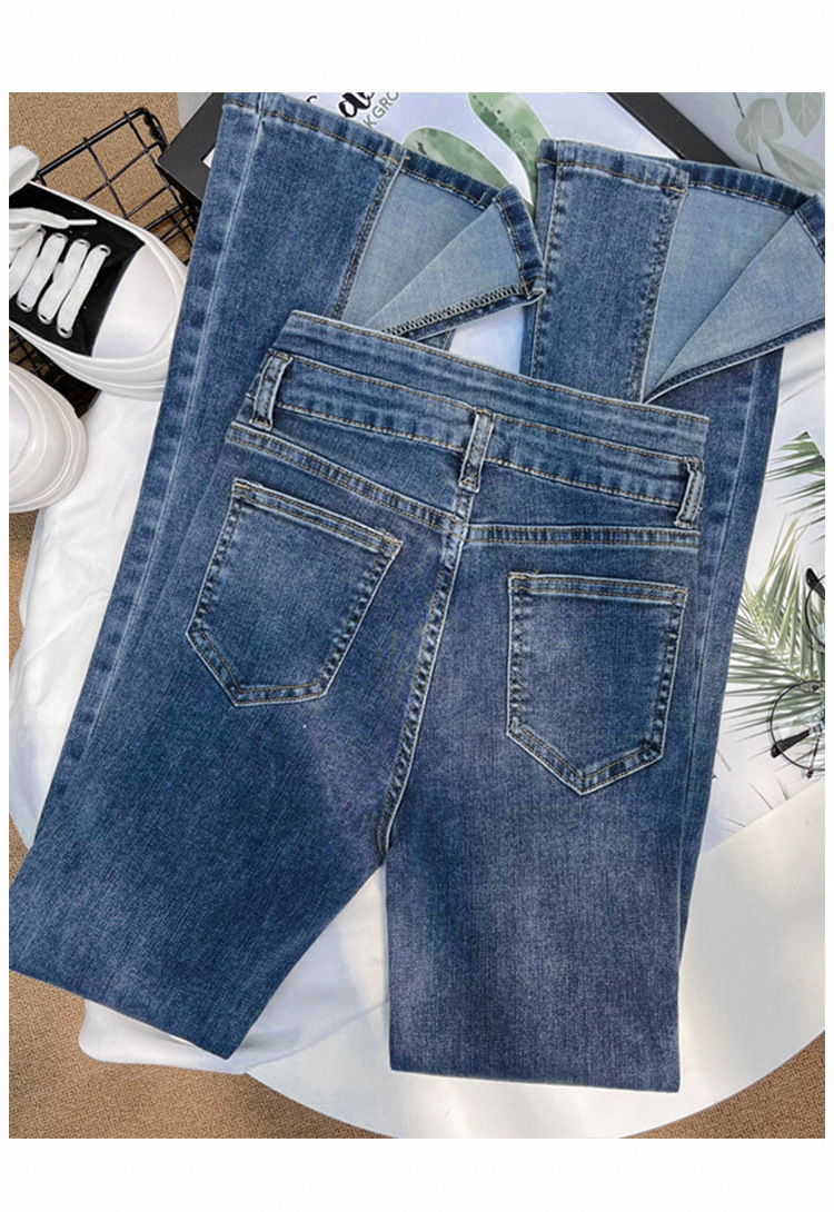 Dames high-waist flared jeans stretch bootcut broek met split_voghion.com