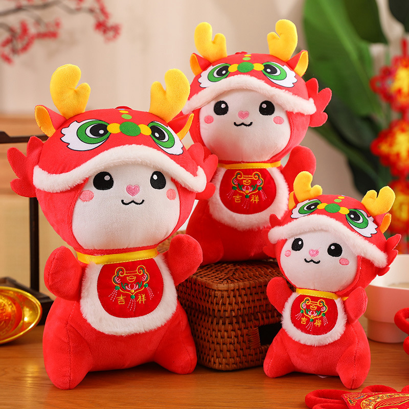 2024 dragón año mascota dibujos animados bellyband auspicioso dragón muñeca de peluche de juguete Zodiaco dragón paño muñeca Reunión Anual regalo