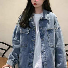 春秋季年新款短款牛仔外套女韩版复古宽松学生长袖上衣夹克潮