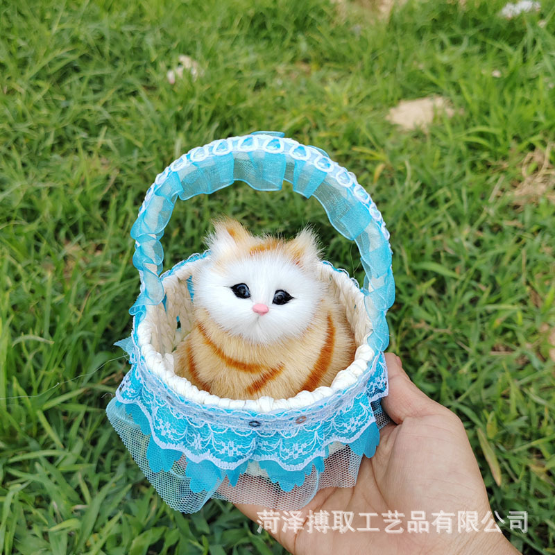 猫のレースを模倣したバスケットと呼ばれます。猫の誕生日プレゼント工芸品の置物は動物の模型レースを模倣します。|undefined