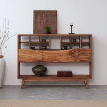 新中式实木茶杯架名宿复古餐边柜侘寂风榆木茶叶收纳储物隔断柜