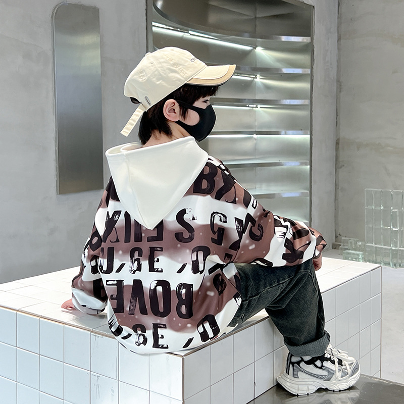 Barn hoodie för pojkar höst och vår med mjukt foder_voghion.com
