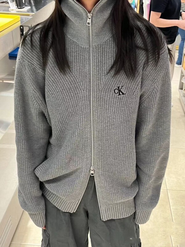 Casual Fashion High-Neck Autumn and Winter Double-Trend Loose Ck Zipper Top Jacket Embroidered Sweater Versatile Small Label Unisex