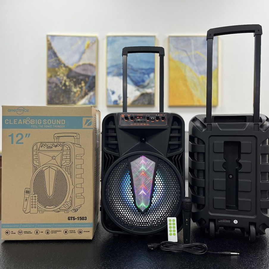 Altavoz Bluetooth portátil GTS-1503 de 12 pulgadas con asa