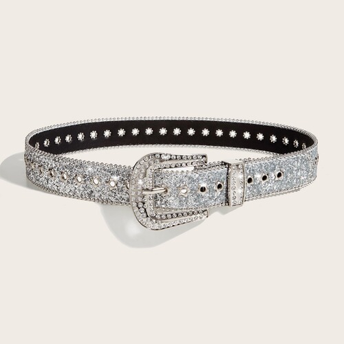 New European and American belt women's high-end y2k personality trend sequin rhinestone leather belt women's ins style versatile waist seal 