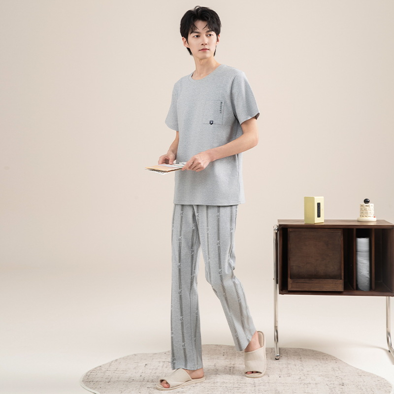 Pijamas de verano de algodón para hombres pantalones de manga corta delgados 2025 nuevo algodón de verano chaqueta se puede usar en casa