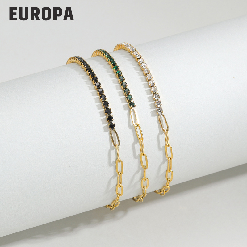 Cross-border European and American retro high-grade chain drill chain splicing bracelet niche design stainless steel bracelet factory direct sales