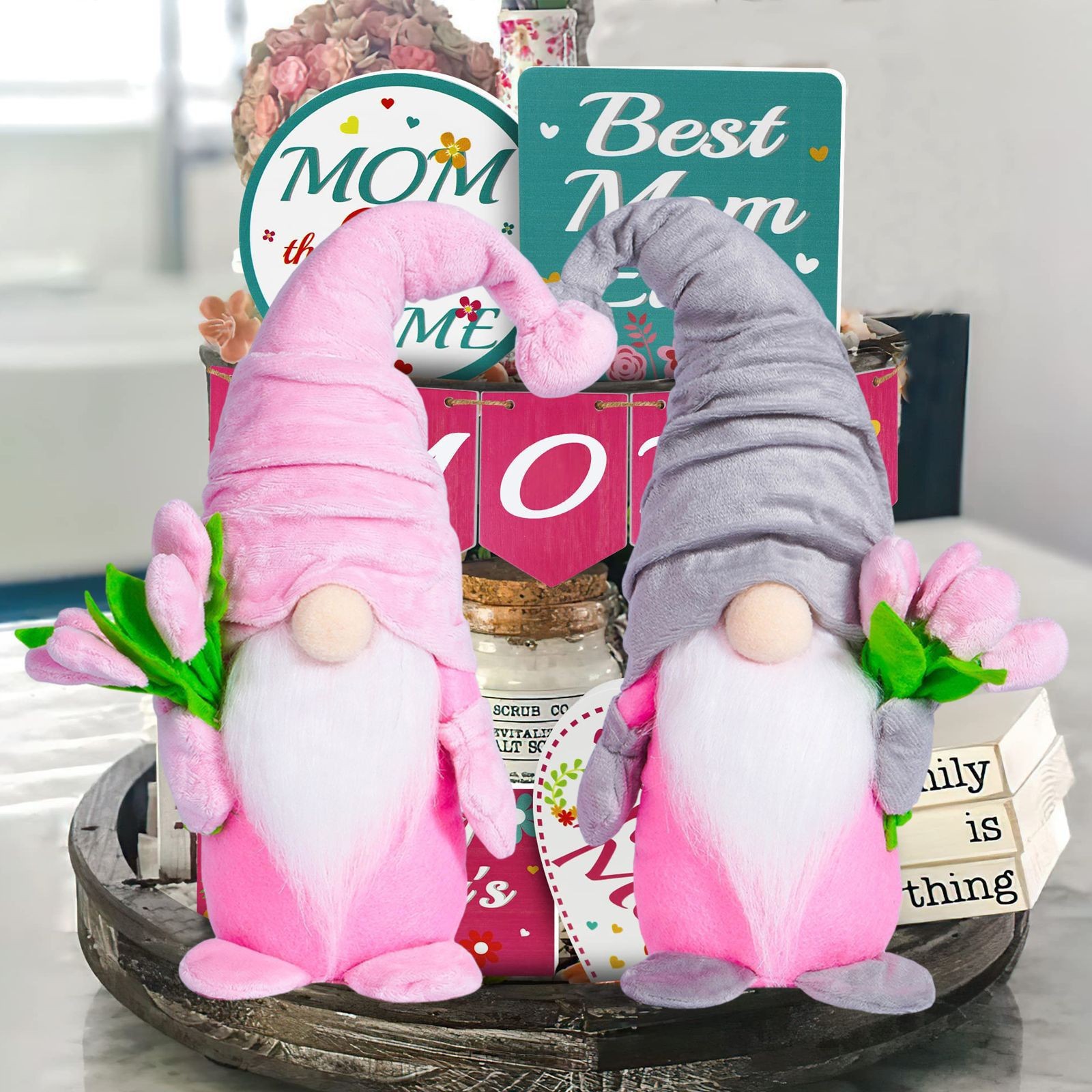 Tulipanas transfronterizas Rudolph Día de la Madre Muñeca Día de San Valentín Madre Regalo de cumpleaños Decoración de ventanas en el hogar