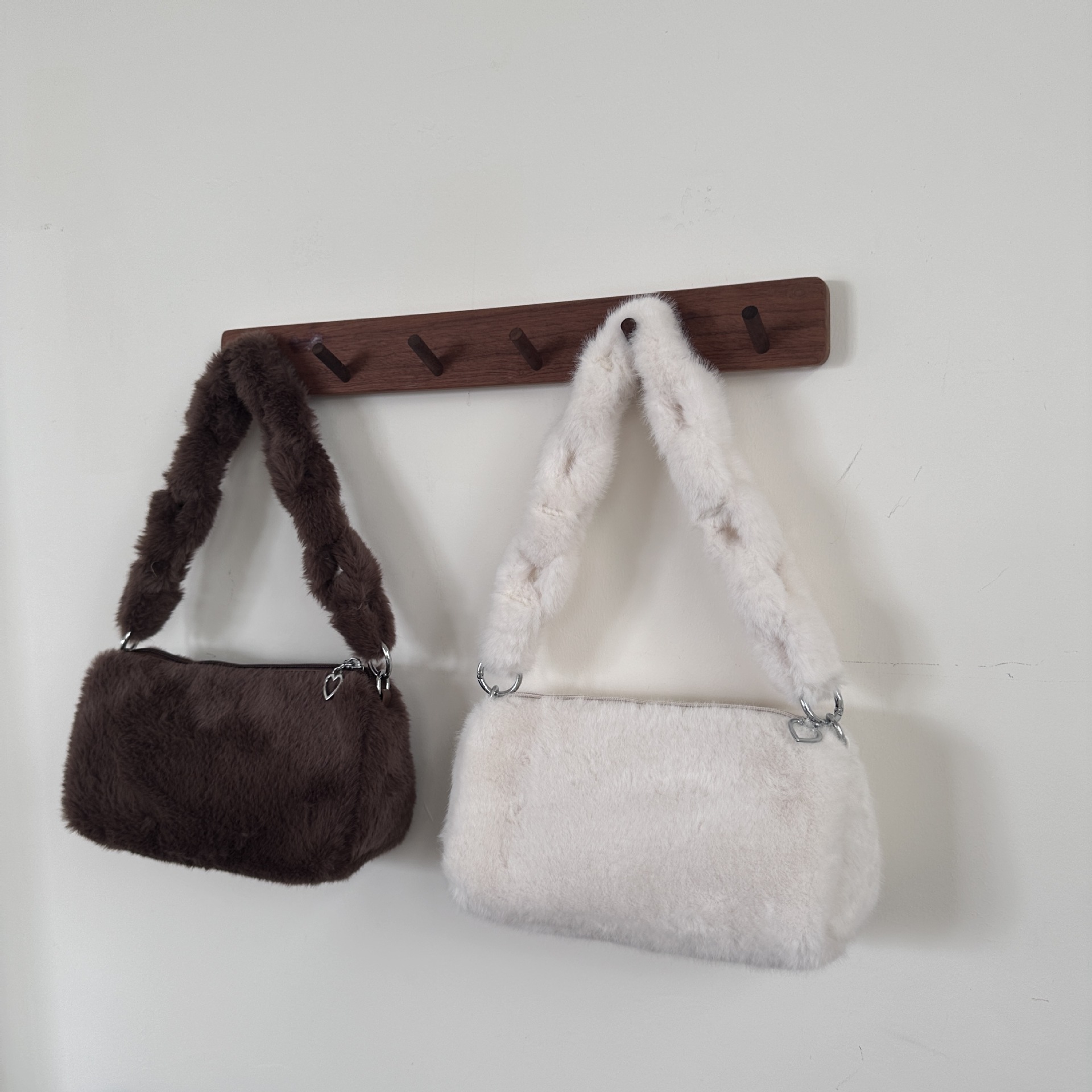 Bolso cuadrado pequeño con cremallera, lindo bolso de ins casual, todo fósforo, ligero, diseño de nicho, bolso de hombro diagonal de felpa de otoño