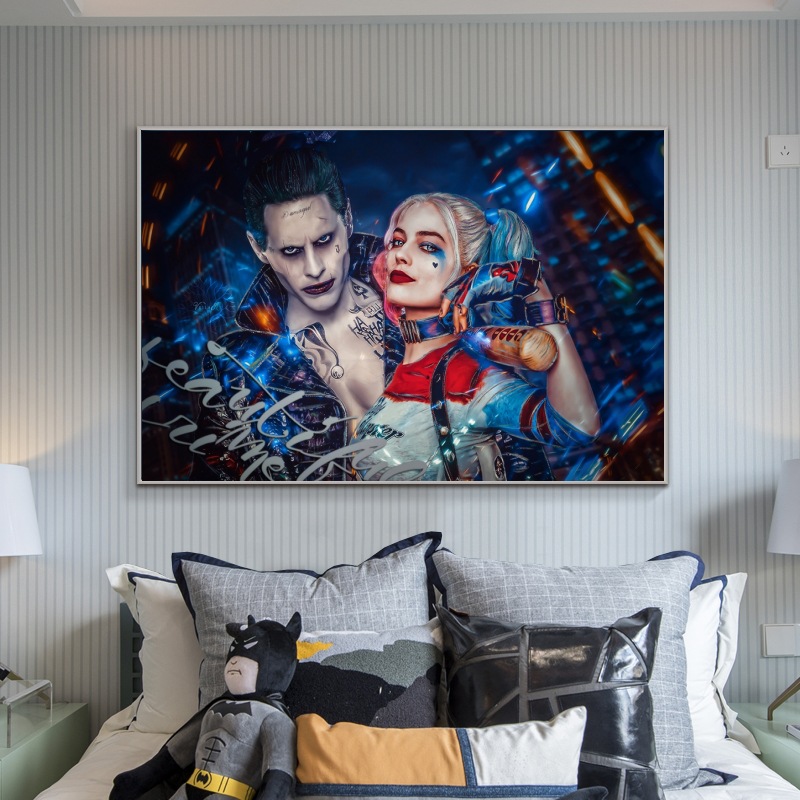 Famous movie Joker and Harley Quinn canvas painting mural poster wall art bedroom living room modern decorative painting 3