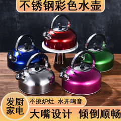 食品級ステンレス平底壺カラー水筒3L4L5L半球鳴音湯たんぽ煮ティーポットステンレス壺