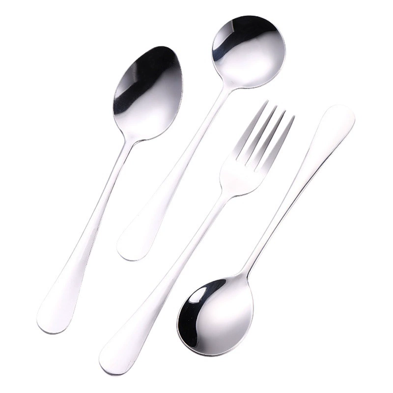 Оптовая продажа отеля светлая ручка с напечатанным логотипом ложка 1010 маленькая круглая ложка Вилка Студенческая столовая ложка Бытовая ложка из нержавеющей стали