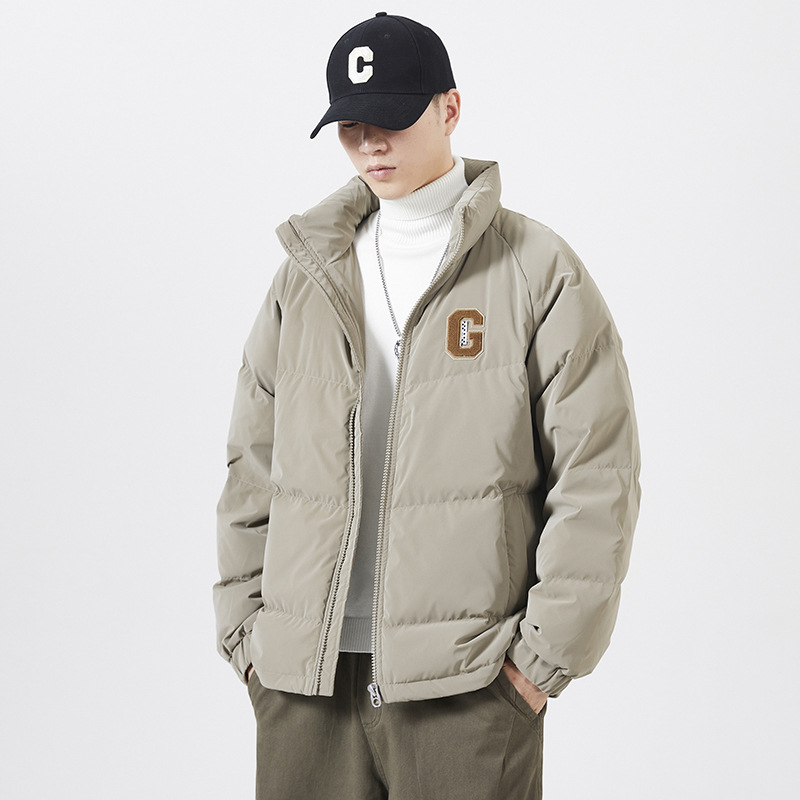 High end light luxury down men, short style stand up collar loose bread jacket, winter warm and fashionable casual_voghion.com