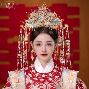 MY1004 Bride's Headwear Ming-made Classical Phoenix Crown Sunset Chinese Style Dinner Makeup Palace Queen's Crown
