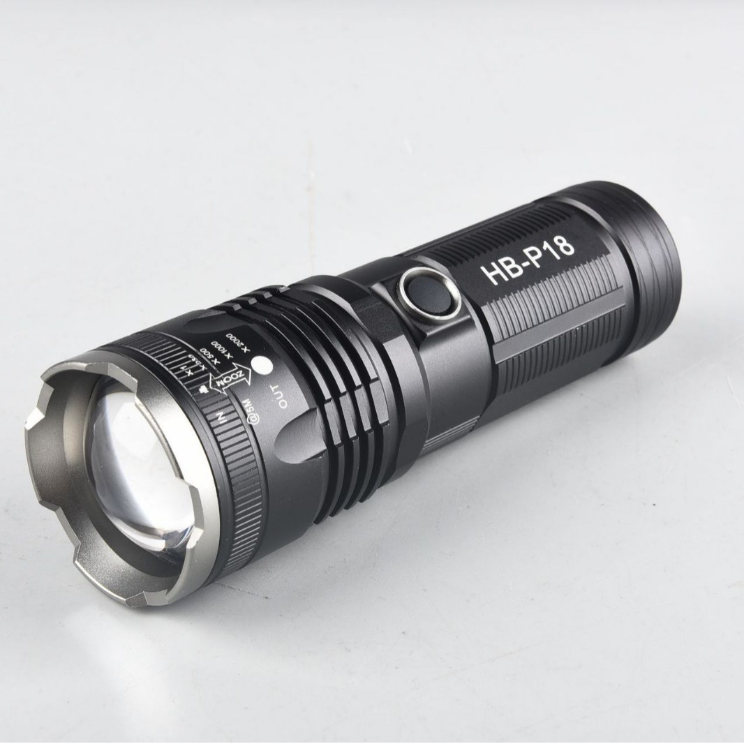 跨境白激光大功率强光手电筒充电伸缩变焦手电筒户外多功能超远射