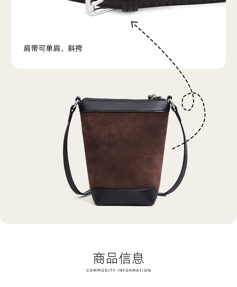 Túi bucket nữ đeo chéo kiểu mới mùa hè, chất liệu nhẹ, phong cách thời trang cao cấp — nâu chi tiết 7